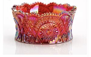 Bowl - Diamond Classic Pattern - Red Carnival Glass - Mosser USA